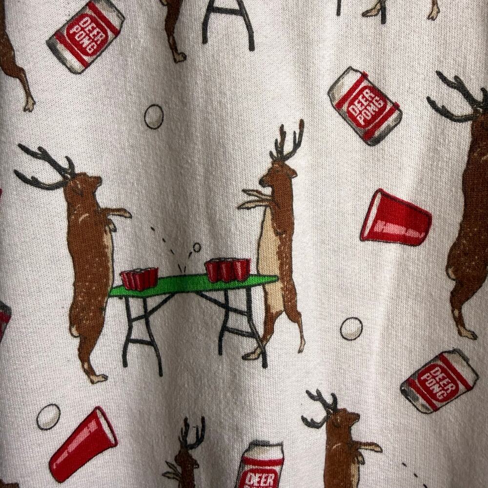 Spencer's Deer Pong Ugly Christmas Sweatshirt, Novelty Funny Holiday, Unisex 2XL